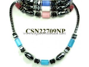 Assorted Opal Beads Hematite Chain Choker Fashion Women Necklace